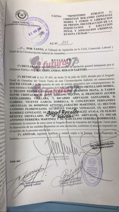 Tribunal de Apelación otorgó medidas a los 18 procesados  por la fuga en la penitenciaria regional de Pedro Juan Caballero.