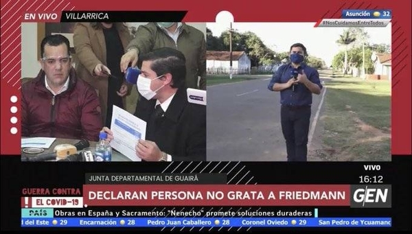 HOY / Rodolfo Friedmann es declarado persona no grata por la Junta Departamental de Guairá