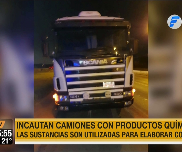 Incautan camiones con productos químicos que sirven para elaborar cocaína