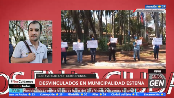 HOY / Unas 70 personas se manifiestan por ser desvinculados de la Municipalidad Esteña