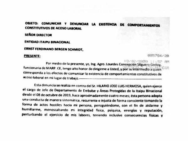 Acoso en Itaipú: del quebranto, funcionaria sufrió derrame ocular y facial