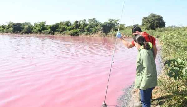 HOY / Ministerio del Ambiente estudia Laguna Cerro de Limpio, teñida de rojo por contaminación