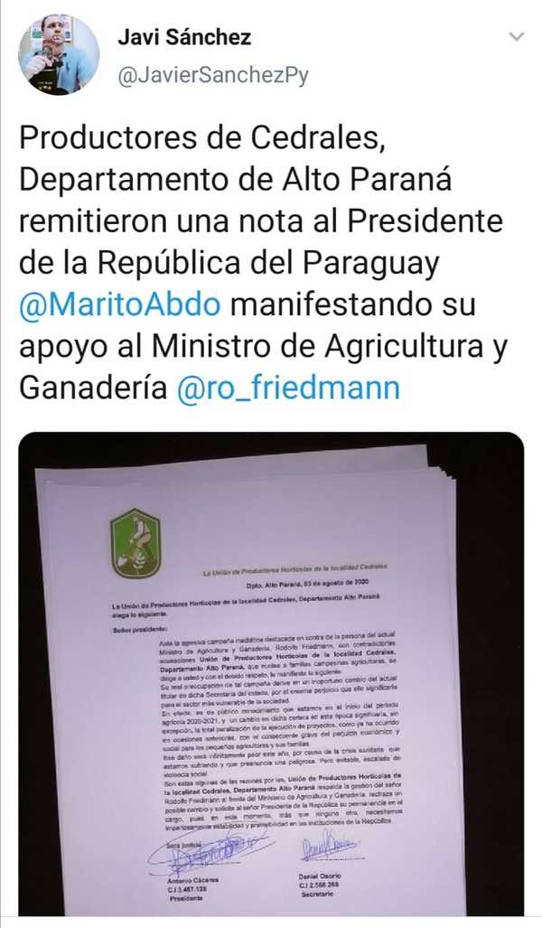 "Apoyo" a Friedmann sería montaje – Prensa 5