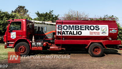 BOMBEROS DE NATALIO RECIBIERON FLAMANTE CAMIÓN CISTERNA EN DONACIÓN