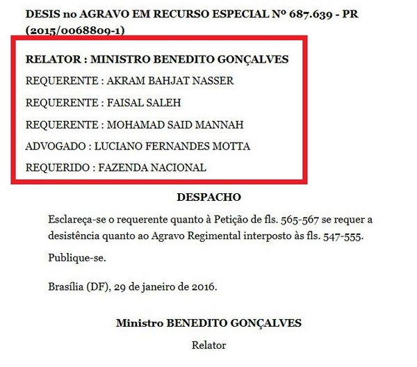 UNO DE LOS PROCESOS A COMERCIANTES y EMPRESARIOS de CDE llego a la CORTE SUPREMA del Brasil