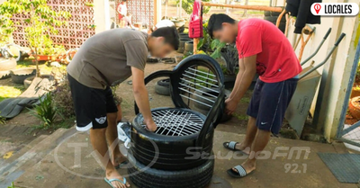 En Centro Educativo de Cambyretá realizan sillones y planteras de cubiertas recicladas