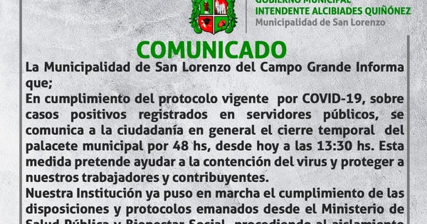Coronavirus en San Lorenzo: Municipalidad cierra sus puertas por 48 horas