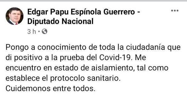 Diputado Edgar Espínola dio positivo al covid-19 - Nacionales - ABC Color