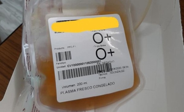 Primer paciente beneficiado con plasma convaleciente