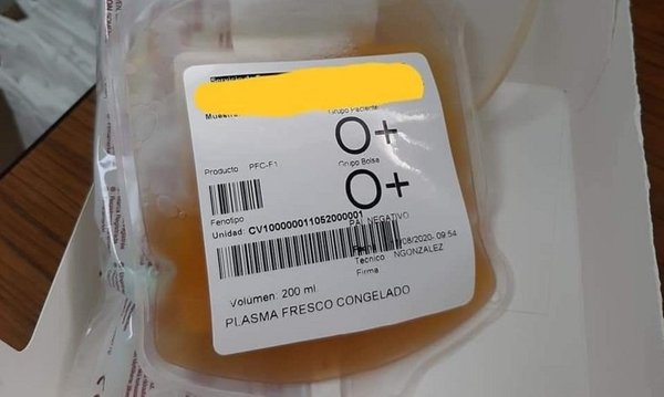 Dos pacientes con covid-19 reciben tratamiento vía plasma | Noticias Paraguay