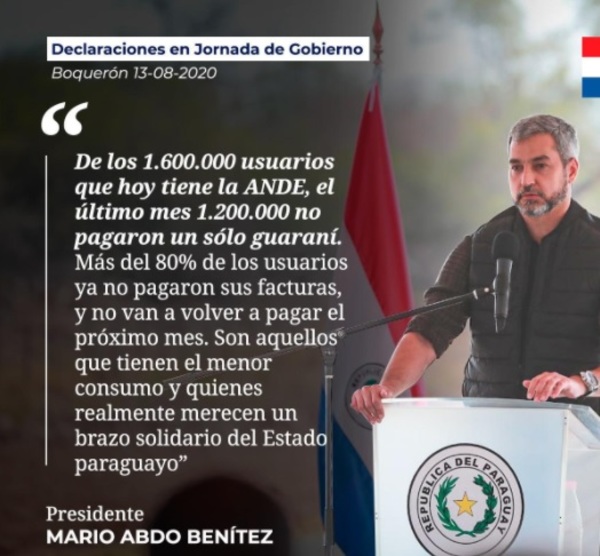 Presidente anunció prórroga de un mes mas de exoneracion de facturas de ANDE » San Lorenzo PY