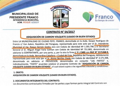 Intendente de FRANCO compro también un CAMIÓN de firma de MALETÍN, pero con otro DUEÑO