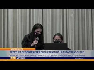 APERTURA DE SOBRES PARA LA RUTA TRANSCHACO