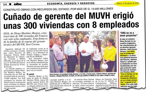 Durand mantiene en MUVH esquema de firmas denunciado hace un año - Nacionales - ABC Color
