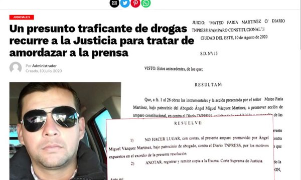 Justicia rechaza amparo promovido contra nuestro directorpor un presunto traficante de drogas y mafioso de frontera – Diario TNPRESS