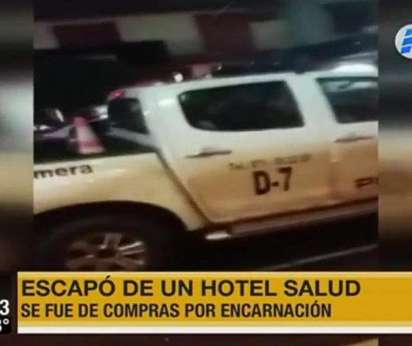 Escapó de un hotel salud y fue de compras