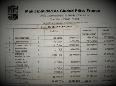 Intendente ROQUE GODOY compro equipos de INFORMÁTICA SOBREFACTURADAS