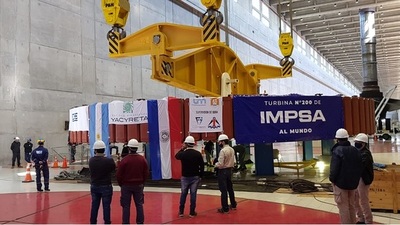 Instalan rotor en la Unidad Generadora N° 01 en la Central Hidroeléctrica de Yacyretá