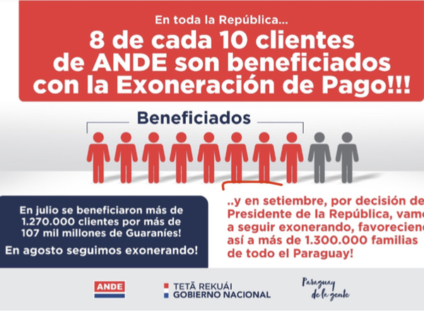 Ocho de cada diez clientes de la ANDE fueron exonerados de sus facturas - El Trueno