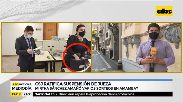 Corte Suprema de Justicia ratifica suspensión a jueza “amañadora” - ABC Noticias - ABC Color