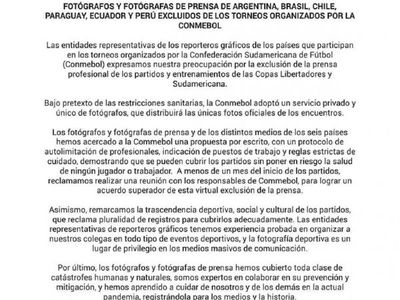 Reporteros gráficos reclaman a Conmebol