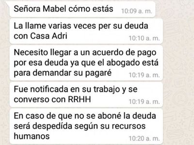 Amenazan a doña trabajadora por deuda de G. 1.000.000