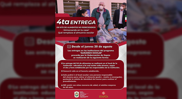 ANUNCIAN CUARTA ENTREGA DE KITS DE ALIMENTOS, POR PARTE DE LA GOBERNACIÓN