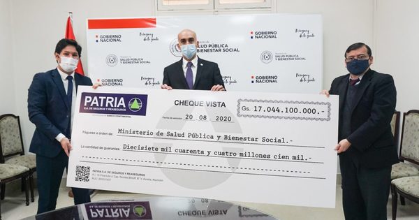 Patria realizó la entrega del total de la garantía al Ministerio de Salud