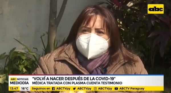 Médica cuenta cómo se recuperó con el tratamiento de plasma