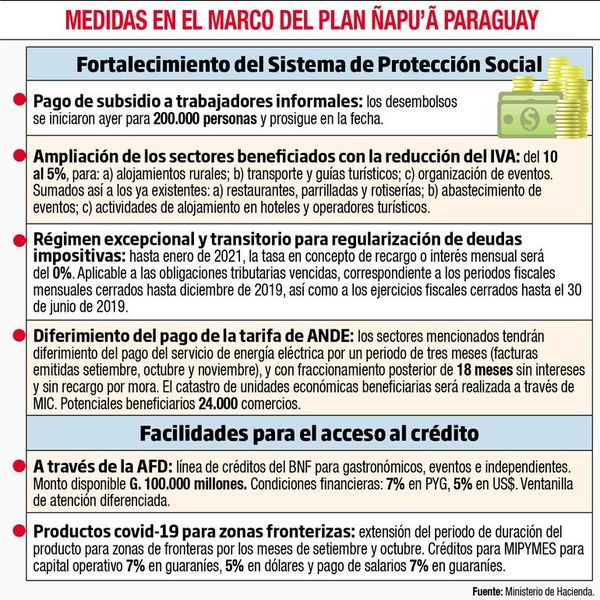 Gobierno reduce IVA al 5% y firmas podrán diferir pago de tarifas a ANDE - Nacionales - ABC Color