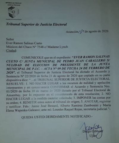 TSJE falla a favor de Ever Salinas