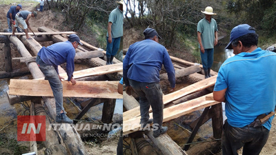 SE JUNTARON Y CONSTRUYERON UN PUENTE EN COMUNIDAD SAN RAFAEL DE SAN PEDRO DEL PARANÁ.