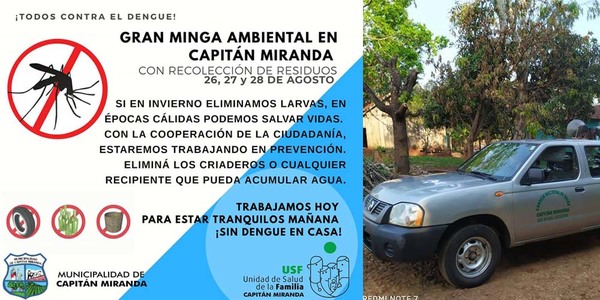 CAP. MIRANDA REALIZA DESDE HOY, TRES DÍAS DE MINGA AMBIENTAL CONTRA EL DENGUE.