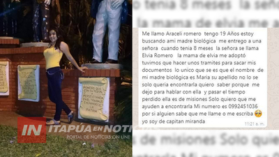 UNA JOVEN DE CAP. MIRANDA BUSCA CONOCER A SU MAMÁ BIOLÓGICA