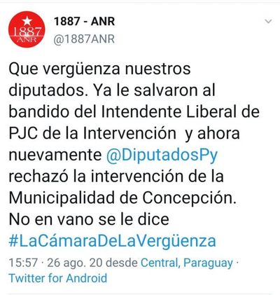 Diputados Colorados insaciables vuelven a apostar a la impunidad salvando al intendente de Concepción