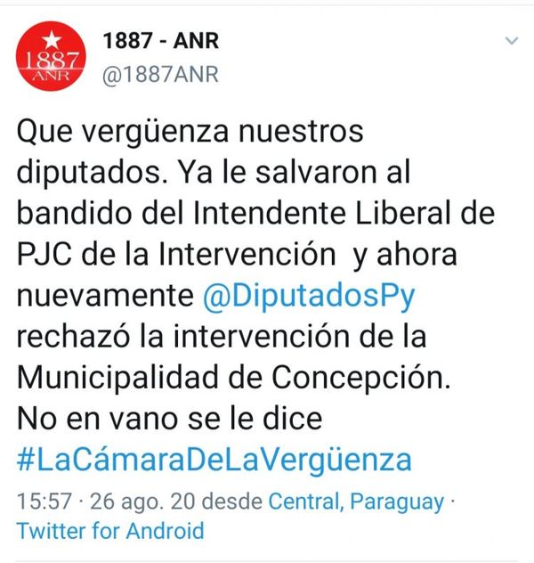 Diputados Colorados insaciables vuelven a apostar a la impunidad salvando al intendente de Concepción