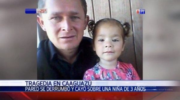 Niña de 3 años fallece en Caaguazú luego de que se derrumbó una pared sobre ella