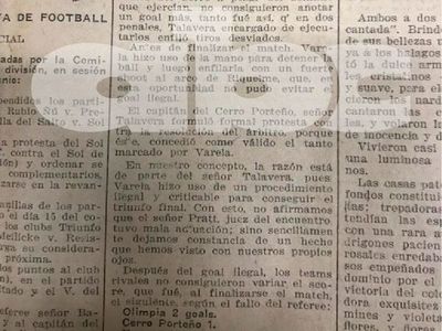 “Varela hizo uso de un procedimiento ilegal y criticable para conseguir el triunfo final”, la crónica del diario La Tribuna sobre la victoria de Olimpia en el clásico de 1919 - Fútbol - ABC Color