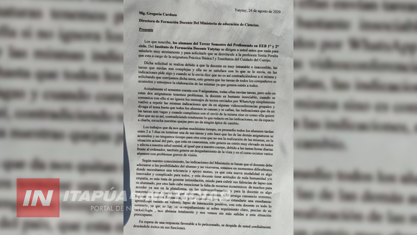 FUTUROS DOCENTES EXIGEN DESVINCULACIÓN DE PROFESORA EN YATYTAY