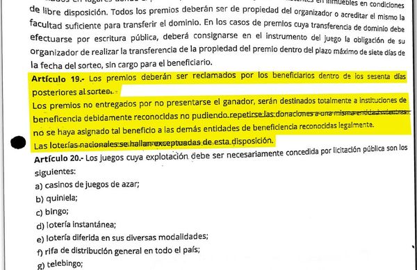 Quiniela no habría entregado monto millonario a beneficencias, denuncian - Nacionales - ABC Color