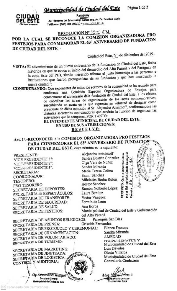 Comisión de festejos de aniversario de CDE dejó “clavos” por G. 350 millones