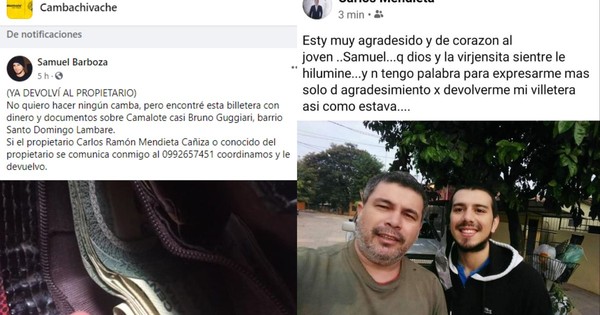 La Nación / Gesto ejemplar: joven encuentra billetera con dinero y la devuelve íntegramente a su dueño