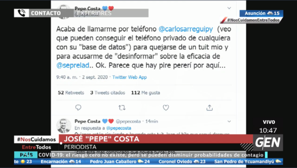 HOY / Pepe Costa, periodista y analista, sobre cuestionamiento de Carlos Arregui a una publicación