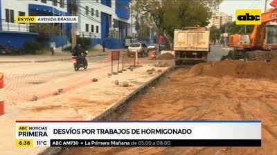Desvíos sobre la avenida Brasilia por trabajos de hormigonado - ABC Noticias - ABC Color