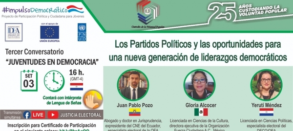 Conversatorio sobre «Juventudes en Democracia» se realiza hoy