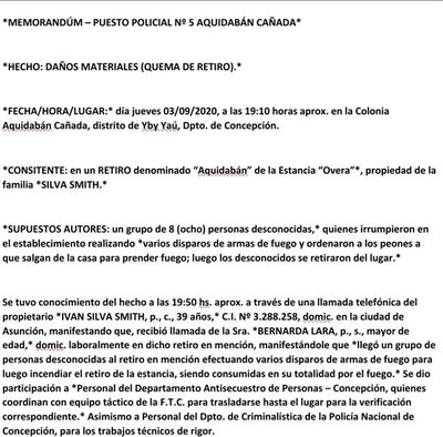 Reportan nuevo ataque de EPP en estancia de Yby Yaú - ADN Paraguayo