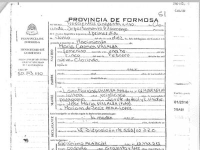 Estas son las partidas de nacimiento de las niñas fallecidas en Yby Yaú