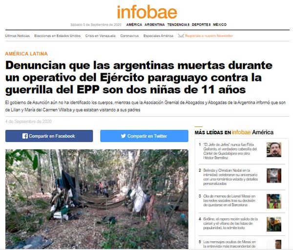Prensa internacional se hace eco de muerte de niñas en enfrentamiento
