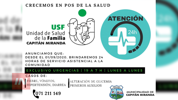 POR PRIMERA VEZ LA USF CAP. MIRANDA ATIENDE EN HORARIO NOCTURNO.