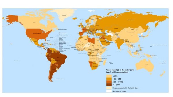 Mapa de la OMS qmuestra que América Latina sigue siendo la región que peor está por el COVID-19 - ADN Paraguayo